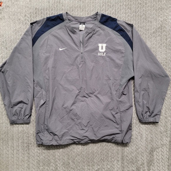 Nike Storm Fit Golf Pullover Mens Size Large Gray Blue Long Sleeve Windbreaker - Picture 1 of 13